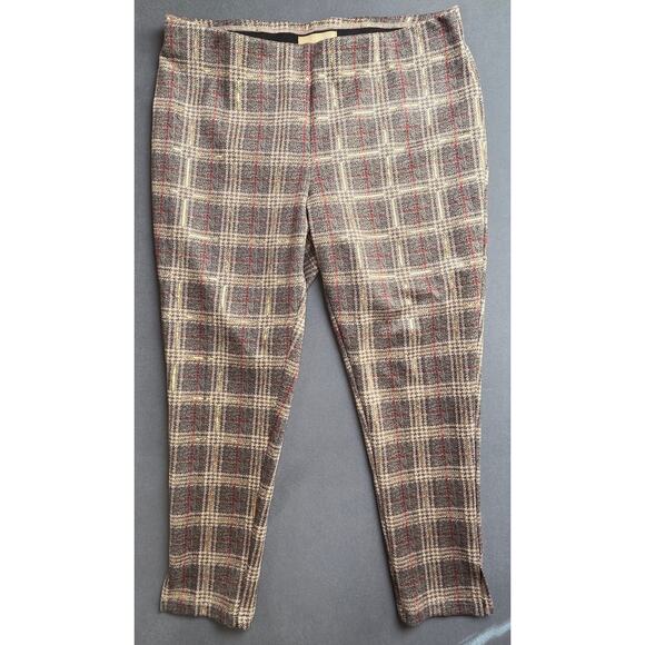 Hope Harlow Women XL (36x28) Trouser Pants Ankle Golden Shimmer Red Stretch Soft - Picture 1 of 9